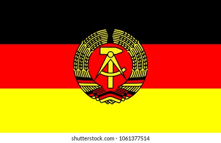 East Germany flag with official colors and the aspect ratio of 3:5 .Accurate flat vector illustration.