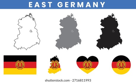 Ostdeutsche Karte und Flaggenvektorsammlung