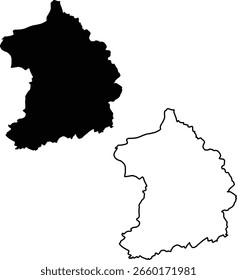 Alemania Oriental Mapa Silueta plana y diseño de contorno
