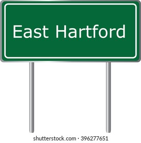 East Hartford , Connecticut ,  road sign green vector illustration, road table, USA city