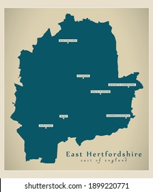 East Hertfordshire District Map - England UK