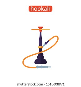 East hookah flat icon. Arabian shisha sign for mobile application. Muslim ethnicity symbol. Eastern traditional culture vector illustration isolated on white background.