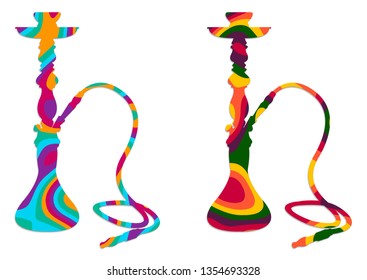 East hookah on white background. Smoking hookah concept. Shisha banner. Smoke pipe and relaxation