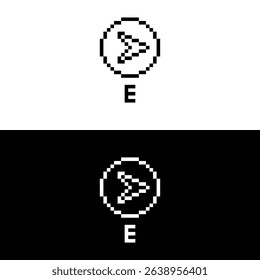 east icon 8 bit, pixel art  compass navigation symbol  icon  for game  logo