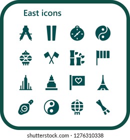 "east icon set. 16 filled east icons. Simple modern icons about - Compass