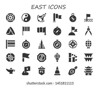 "east icon set. 30 filled east icons. Collection Of - Wind rose