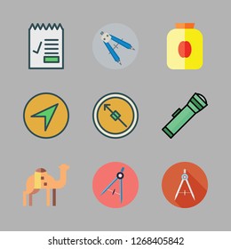 east icon set. vector set about compass, report id, coffee pot and lantern icons set.