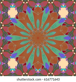 East, Islam. Mandala colored background. Arabic Vintage decorative ornament. Vector Mandala pattern on colorful background.