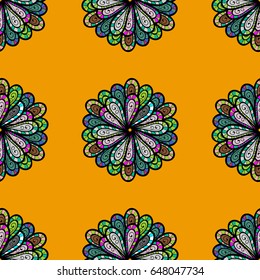 East, Islam. Mandala colored background. Arabic Vintage decorative ornament. Vector Mandala pattern on a background.