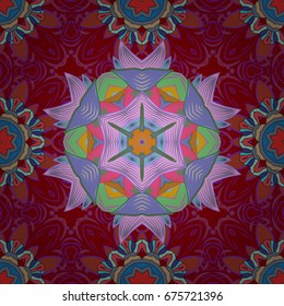 East, Islam. Mandala colored background. Arabic Vintage decorative ornament. Vector Mandala pattern on colorful background.