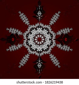 East, Islam. Vector Mandala pattern on black, white and red colors. Arabic Vintage decorative ornament. Mandala colored background.