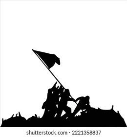 East Java, Indonesia, 31 OCTOBER 2022: hand drawn illustration,  silhouette, national face, national hero figure.