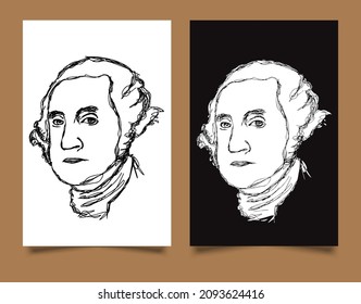 east java, Indonesia- december 2021:  george washington vector sketch illustration, scribble art