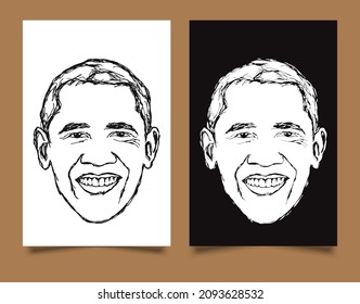 east java, Indonesia- december 2021:  barack obama vector sketch illustration, scribble art