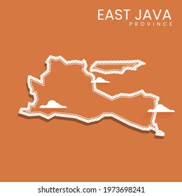 East Java Island colored vector map, Highly detailed illustration. East Java Island, part of Indonesia, is a country in Asia.