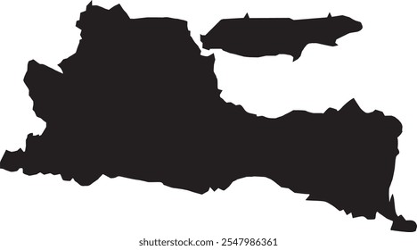 East Java Province in Indonesia vector map silhouette, isolated on white background. High detailed silhouette illustration. 34 Province in Indonesia