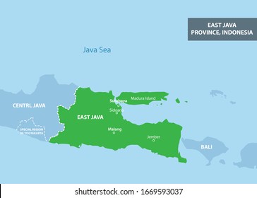 East Java Province Map Indonesia Country