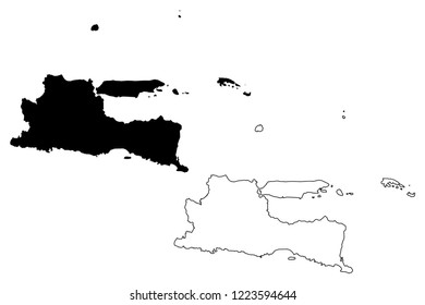 East Java (Subdivisions of Indonesia, Provinces of Indonesia) map vector illustration, scribble sketch Jawa Timur map