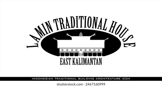 East Kalimantan Lamin Traditional House Icon, a series of Indonesian traditional house architectural icons