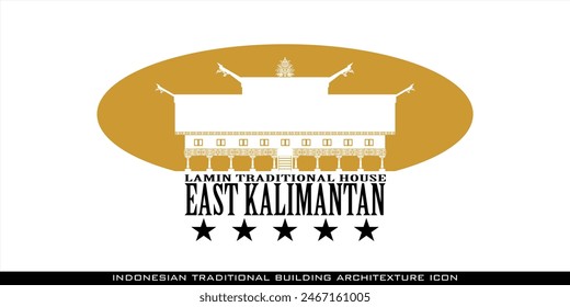 East Kalimantan Lamin Traditional House Icon, a series of Indonesian traditional house architectural icons