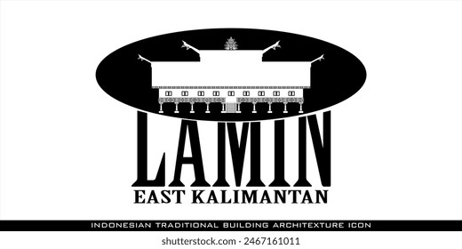 East Kalimantan Lamin Traditional House Icon, a series of Indonesian traditional house architectural icons