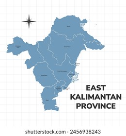 In: East Kalimantan Province Map Illustration. Karte der Provinz in Indonesien