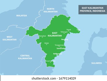 East Kalimantan Province Map Indonesia Country Stock Vector (Royalty ...