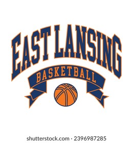 East Lansing typography design vector, usa state shirt design vector. Jersey design vector, T-shirt design for usa 