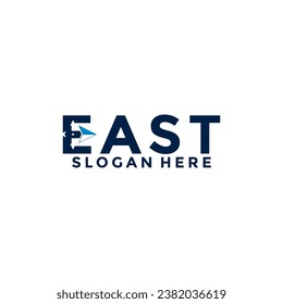 East Letter logo with arrow, compass logo design vector template