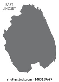 East Lindsey grey district map of East Midlands England UK