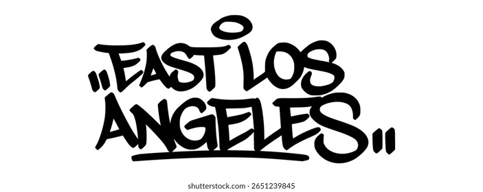 East Los Angeles graffiti tag in bold black lettering on transparent background. Cultural street style with vibrant expression and strong local identity