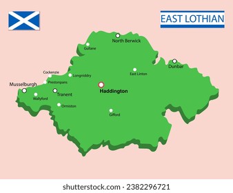 East Lothian region map in Scotland. Vector illustration