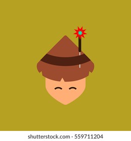 east man Vector illustration of Chinese new year celebration in flat style Chinese man in traditional conical hat with sparkler