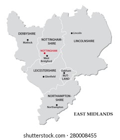 East Midlands Administrative Map