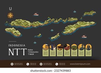 East Nusa Tenggara Indonesia maps illustration. Indonesia Island design layout