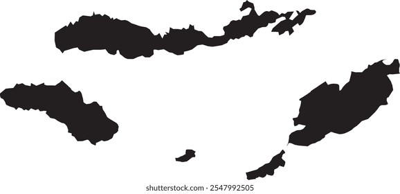 East Nusa Tenggara, province in Indonesia vector map silhouette, isolated on white background. High detailed silhouette illustration. 34 Province in Indonesia