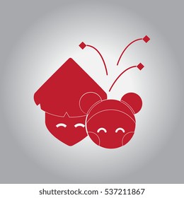 east people Vector illustration of Chinese new year celebration in flat style Chinese people and fireworks