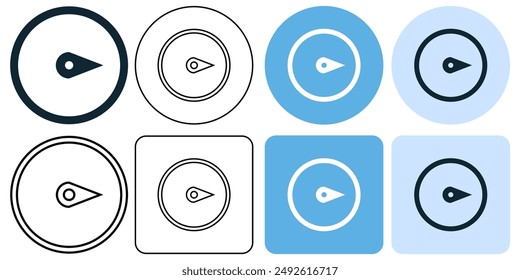 Ost-Punkt, Kompass-Navigation, Flügelrichtung, Reise entdecken, Reisesymbol Strichlinie und Glyphe