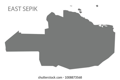 East Sepik map of Papua New Guinea grey illustration silhouette shape