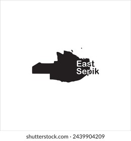 East Sepik Papua New Guinea map and black letter design on white background