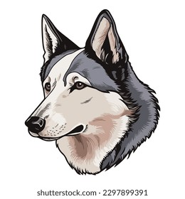 East Siberian Laika Husky Dog Flat Icon Isolated On White Background