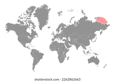 East Siberian Sea on the world map. Vector illustration.