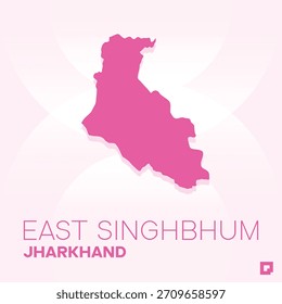 Mapa del distrito de EAST SINGHBHUM, Jharkhand, India - Esquema de Vector editable.