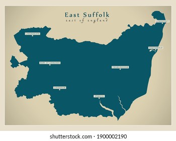 East Suffolk District Map - England UK