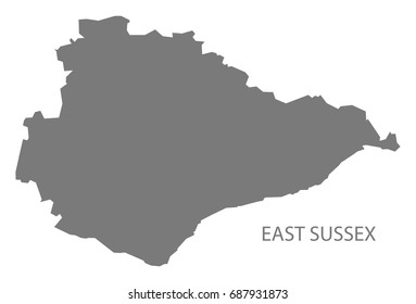 East Sussex county map England UK grey illustration silhouette shape