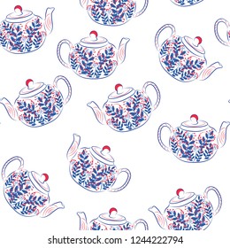 east teapot vintage cute vector pattern