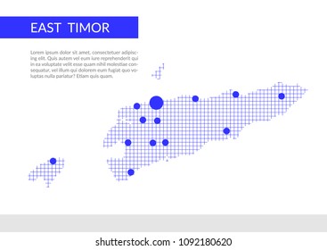 East Timor abstract infographic map with lines, circles.