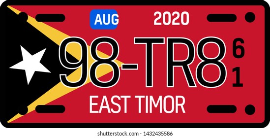 East Timor automobile license plate on white background