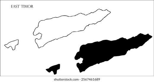 East Timor Blank Map, East Timor Map Outline Vector Images