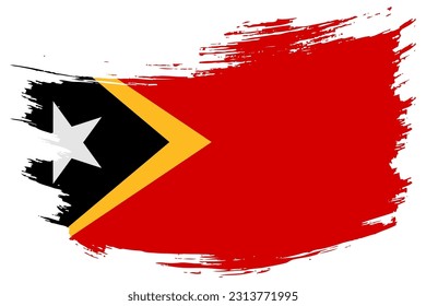 East Timor brush stroke flag vector background. Hand drawn grunge style Timor-Leste painted isolated banner.